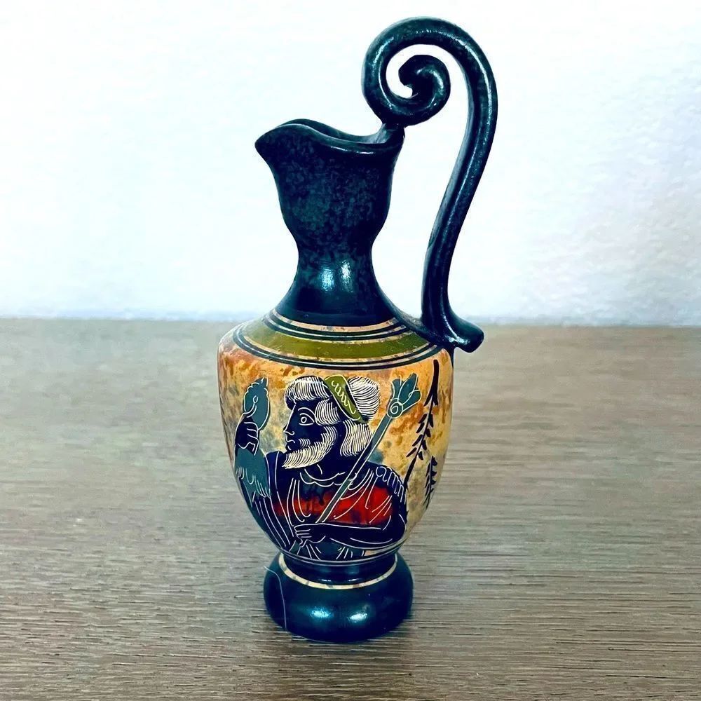 Greek Handmade Painted Artwork Pitcher Vase